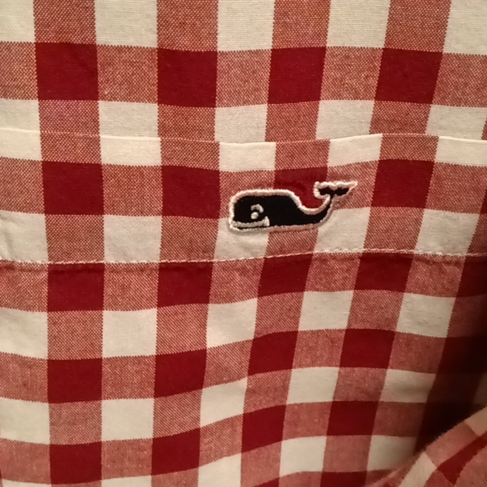 FINAL PRICE Vineyard Vines wine & white checkered l/s buttoned down shirt L - Picture 2 of 4